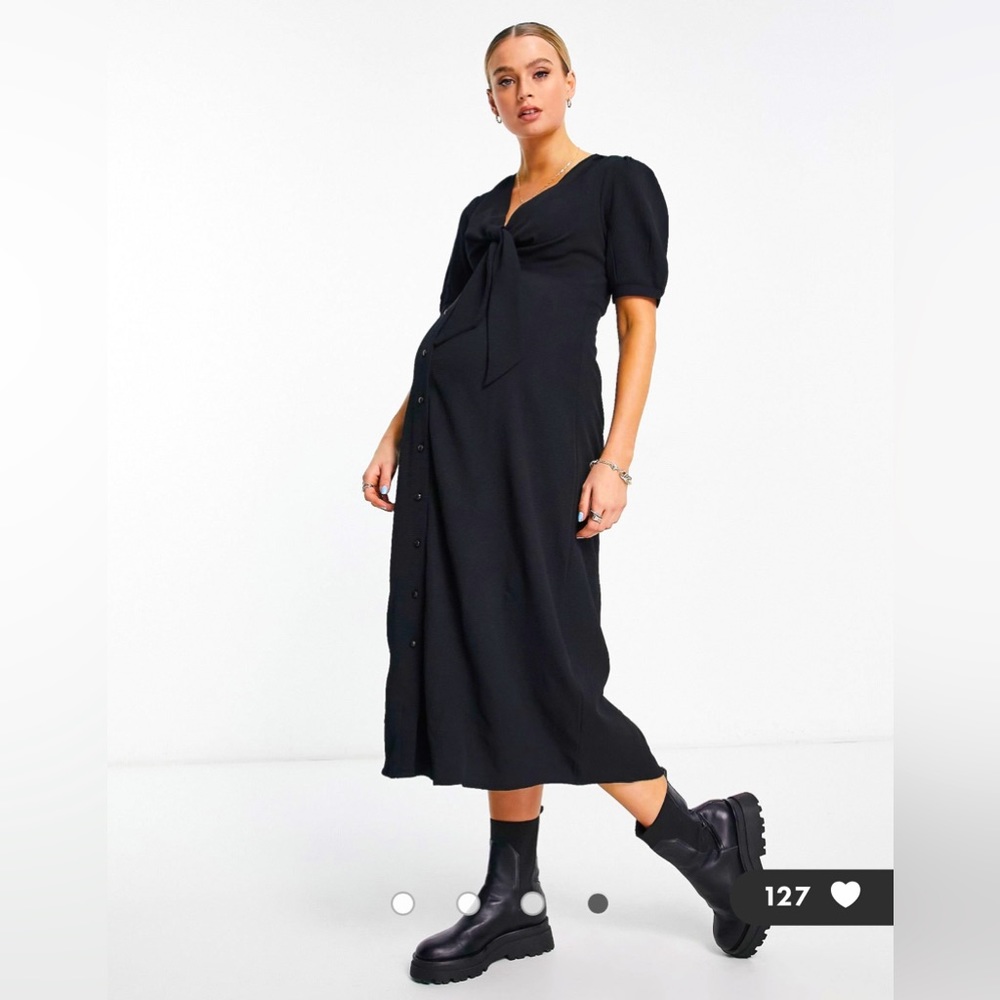 Asos Design Maternity Tie Front Button Up Midi Dr… - image 1
